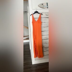 Orange, flowy, bright dress